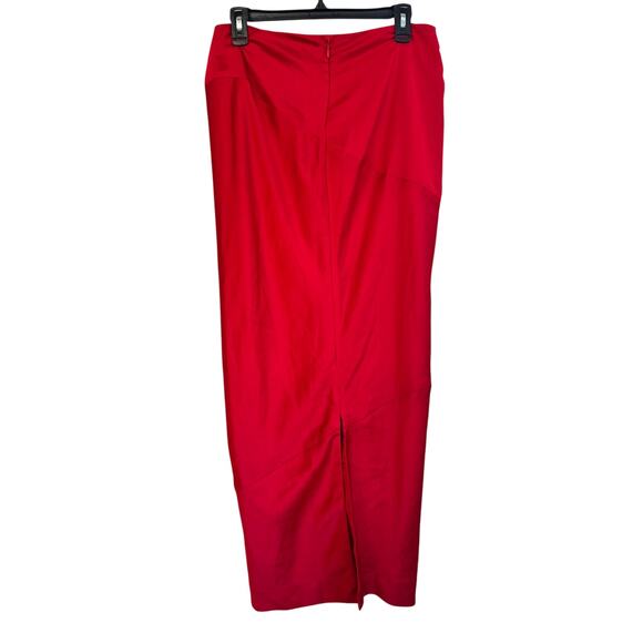House of CB Colette Low Waist Skirt Red Sz M Satin Maxi - Picture 2 of 6